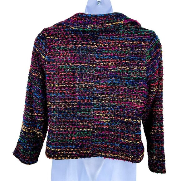 BEREK MULTICOLOR TWEED RUFFLE FRONT BLAZER JACKET - XL - Picture 2 of 4